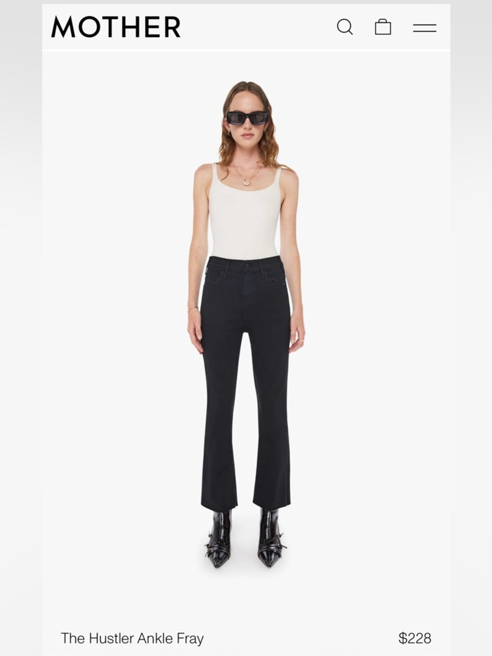 MOTHER The Hustler Ankle Fray Size 25 Black Not Guilty wash NWT